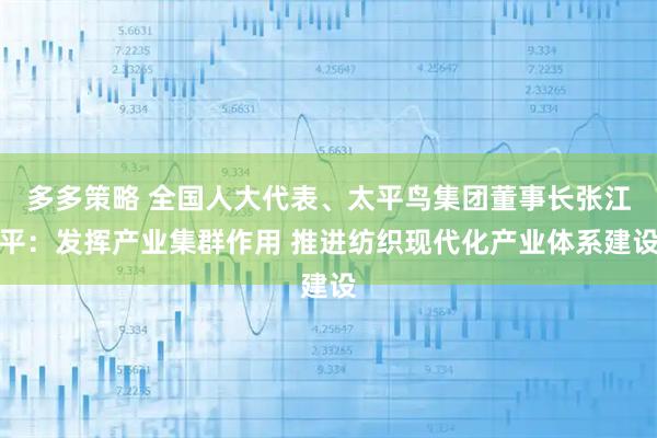 多多策略 全国人大代表、太平鸟集团董事长张江平：发挥产业集群作用 推进纺织现代化产业体系建设
